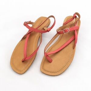 Lucky Brand Bylee Flat Sandal Women’s 8.5 Pink Leather Ankle Strap